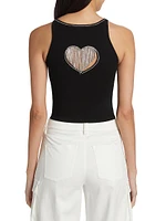 Val Crystal Fringe Heart Tank