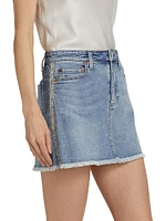 Laika Crystal-Embellished Denim Miniskirt