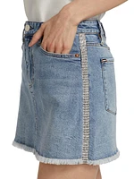 Laika Crystal-Embellished Denim Miniskirt