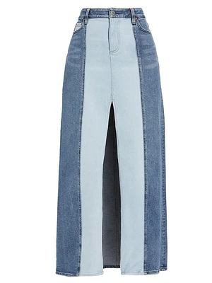 Rye Two-Tone Denim Maxi Skirt