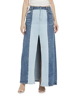 Rye Two-Tone Denim Maxi Skirt