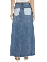 Rye Two-Tone Denim Maxi Skirt