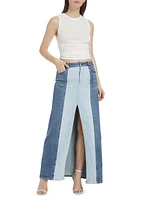 Rye Two-Tone Denim Maxi Skirt