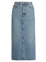 The Column Denim Midi-Skirt