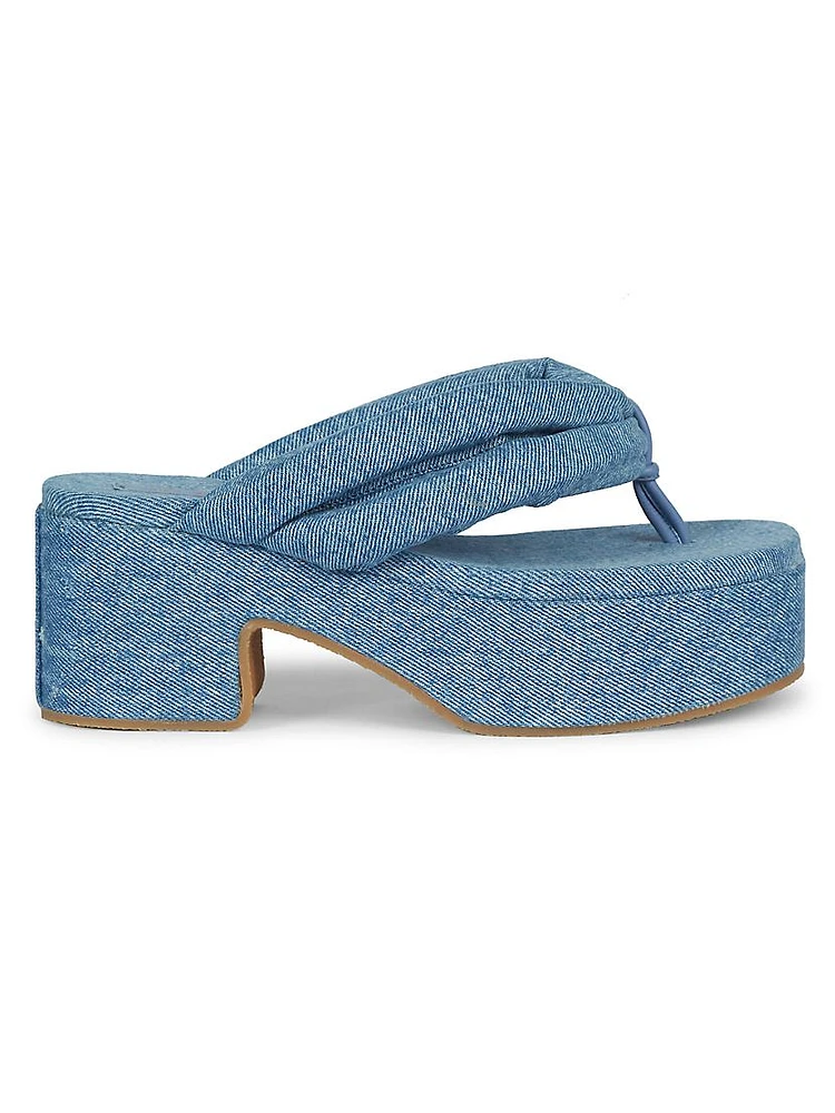 70MM Platform Denim Flip-Flops