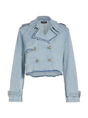 Camila Denim Crop Trench Coat