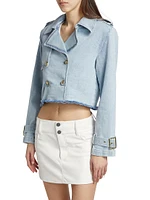 Camila Denim Crop Trench Coat