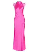 Brianna Lace & Satin Halterneck Maxi Dress