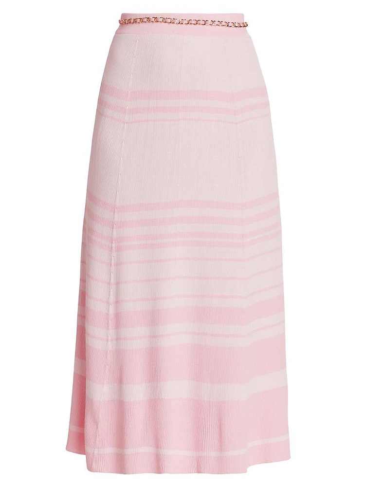 Tiana Stripe Rib-Knit Midi-Skirt