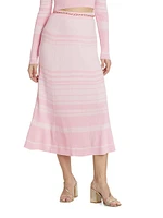 Tiana Stripe Rib-Knit Midi-Skirt