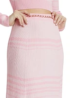 Tiana Stripe Rib-Knit Midi-Skirt