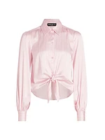 Emory Pinstripe Tie-Front Blouse