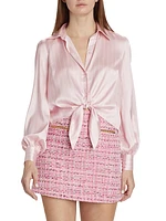 Emory Pinstripe Tie-Front Blouse