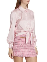 Emory Pinstripe Tie-Front Blouse