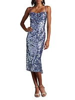 Paillettes Lattice Midi-Dress