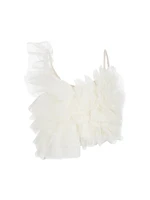 Ruffled Tulle One-Shoulder Top