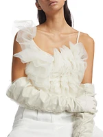 Ruffled Tulle One-Shoulder Top