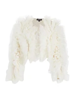 Ruffled Tulle Crewneck Jacket