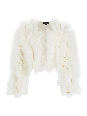 Ruffled Tulle Crewneck Jacket