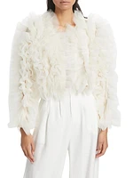 Ruffled Tulle Crewneck Jacket