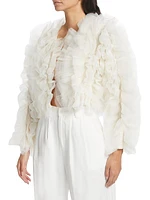 Ruffled Tulle Crewneck Jacket