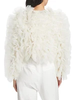 Ruffled Tulle Crewneck Jacket