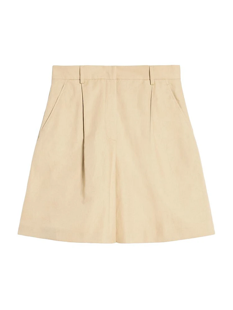 Ecuba Pleated Cotton-Blend Knee-Length Shorts