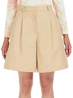 Ecuba Pleated Cotton-Blend Knee-Length Shorts