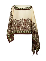 Paisley Silk Asymmetric Poncho