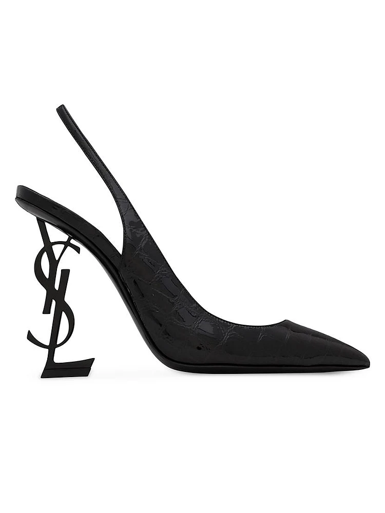 Opyum Slingback Pumps Crocodile-Embossed Leather