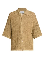 Raffia Knit Button-Front Shirt