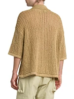 Raffia Knit Button-Front Shirt