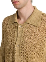 Raffia Knit Button-Front Shirt