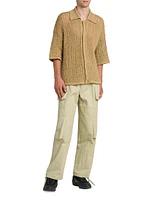 Raffia Knit Button-Front Shirt