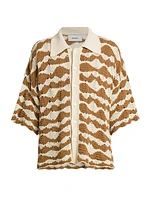 Intarsia Cotton-Blend Knit Shirt