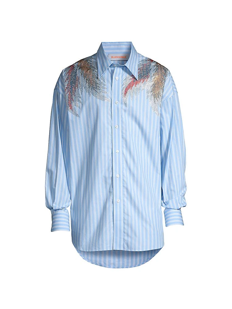 Rhinestone Stardust Striped Poplin Shirt