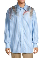 Rhinestone Stardust Striped Poplin Shirt