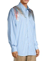 Rhinestone Stardust Striped Poplin Shirt