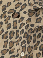 Embellished Leopard Cotton Twill Button-Up Shirt