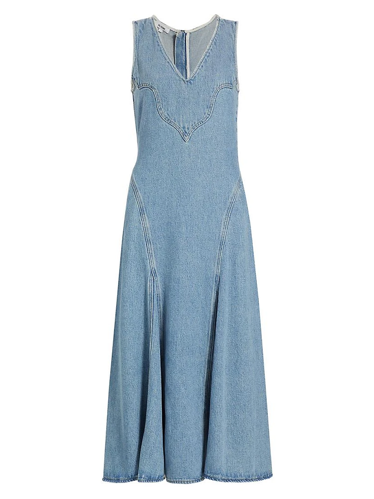 Western Denim Midi-Dress