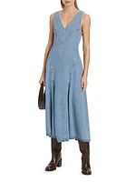 Western Denim Midi-Dress