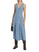 Western Denim Midi-Dress