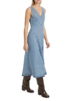 Western Denim Midi-Dress