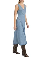 Western Denim Midi-Dress