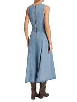 Western Denim Midi-Dress