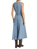 Western Denim Midi-Dress