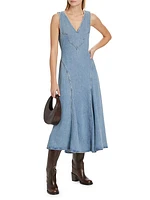 Western Denim Midi-Dress