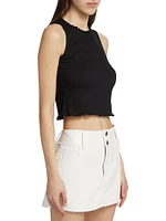 Crinkle Crewneck Crop Tank