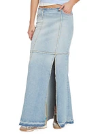 Frayed Denim Maxi Skirt