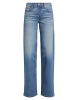 Stretch Mid-Rise Wide-Leg Jeans